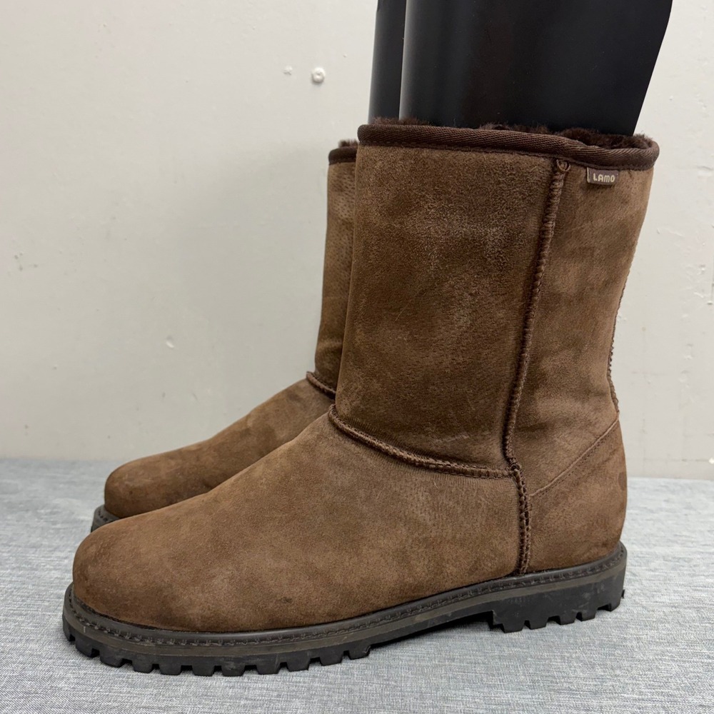 Lamo Boots Mens Size 12 Brown Suede Faux Fur Lined Rugged Lug Sole LF00000002